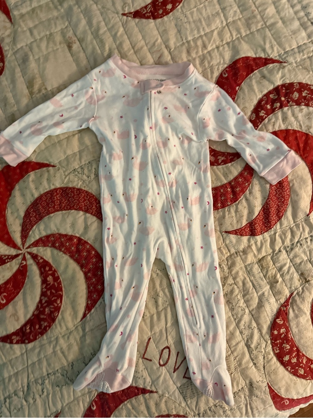 Burt’s Bees flamingo Footed One-Piece Pajamas